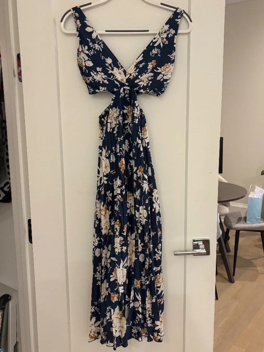 Abercrombie Satin Pleated Cutout Maxi Dress